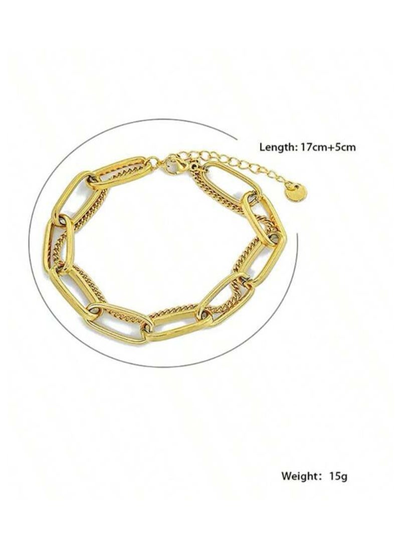 نون-شى اسوارة نسائية أنيقة من الاستانلس ستيل مطلية باللون الذهبي عيار 18 - Image 4