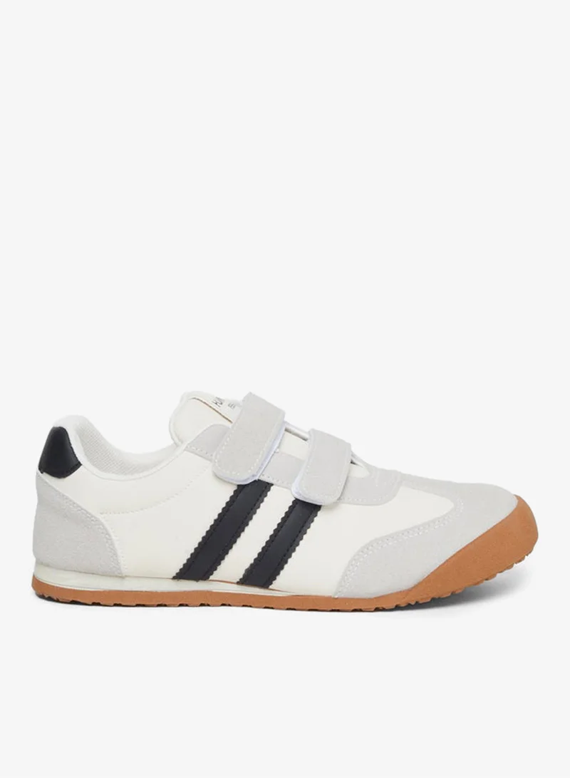 Styli Women Beige Sneakers with Hook and Loop