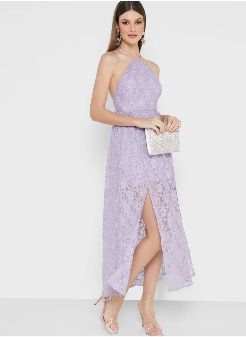 Miss Selfridge High Neck Lace Detail Dress