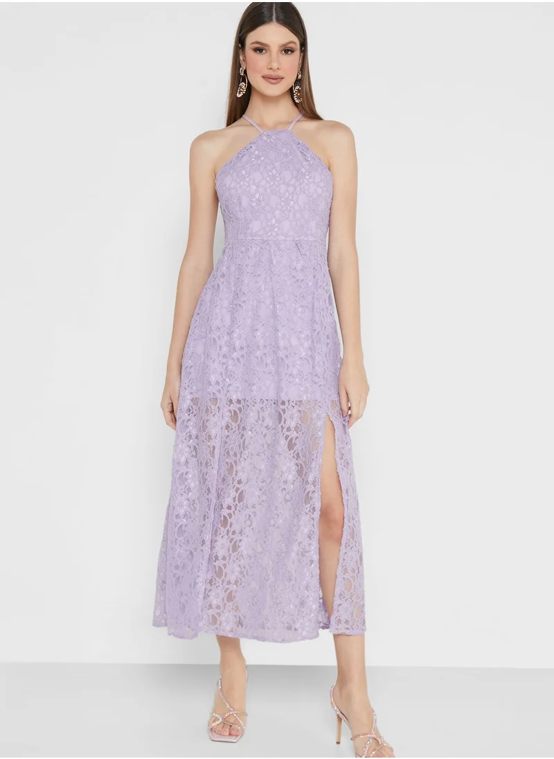 Miss Selfridge High Neck Lace Detail Dress