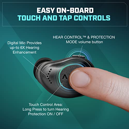 AXIL XCOR PRO سماعات أذن لاسلكية بلوتوث — سماعات HearPRO مع تحكم باللمس — تحسين بلوتوث — حماية السمع — مقاومة للغبار والماء — مقاومة للرياح سماعات أذن لاسلكية حقيقية. - Image 4