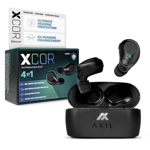 AXIL XCOR PRO سماعات أذن لاسلكية بلوتوث — سماعات HearPRO مع تحكم باللمس — تحسين بلوتوث — حماية السمع — مقاومة للغبار والماء — مقاومة للرياح سماعات أذن لاسلكية حقيقية. - Image 1