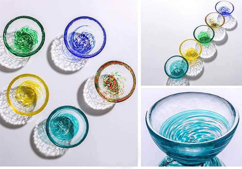 Mozacona 4pcs Colorful Glass Sake Cups Set,Small Wine Cups,Tea Cups - Image 4