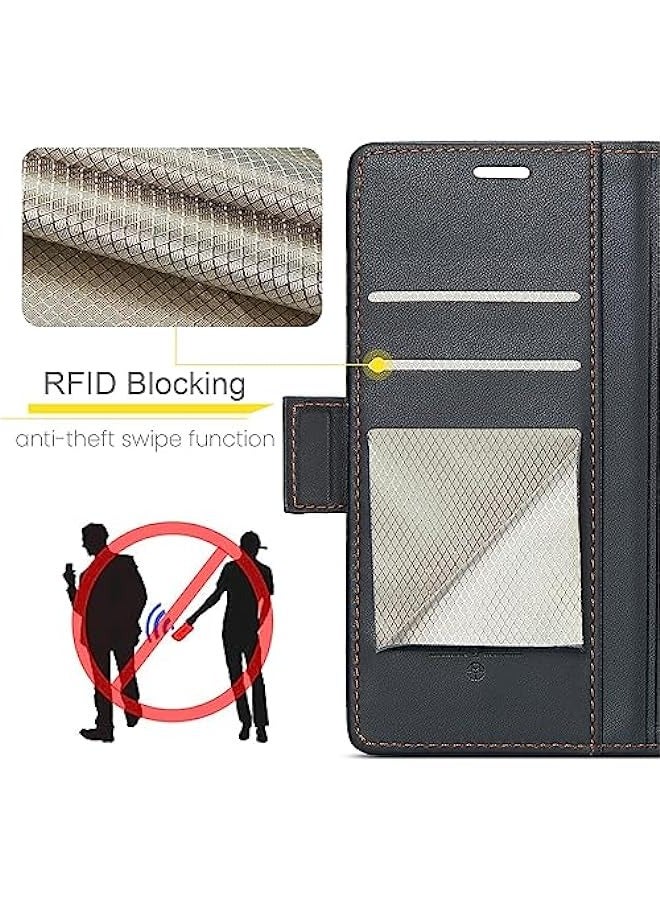 Premium Leather Wallet Case for iPhone 11 - RFID Blocking, Credit Card Slots, Kickstand, Shockproof Protection - Black  - Image 3