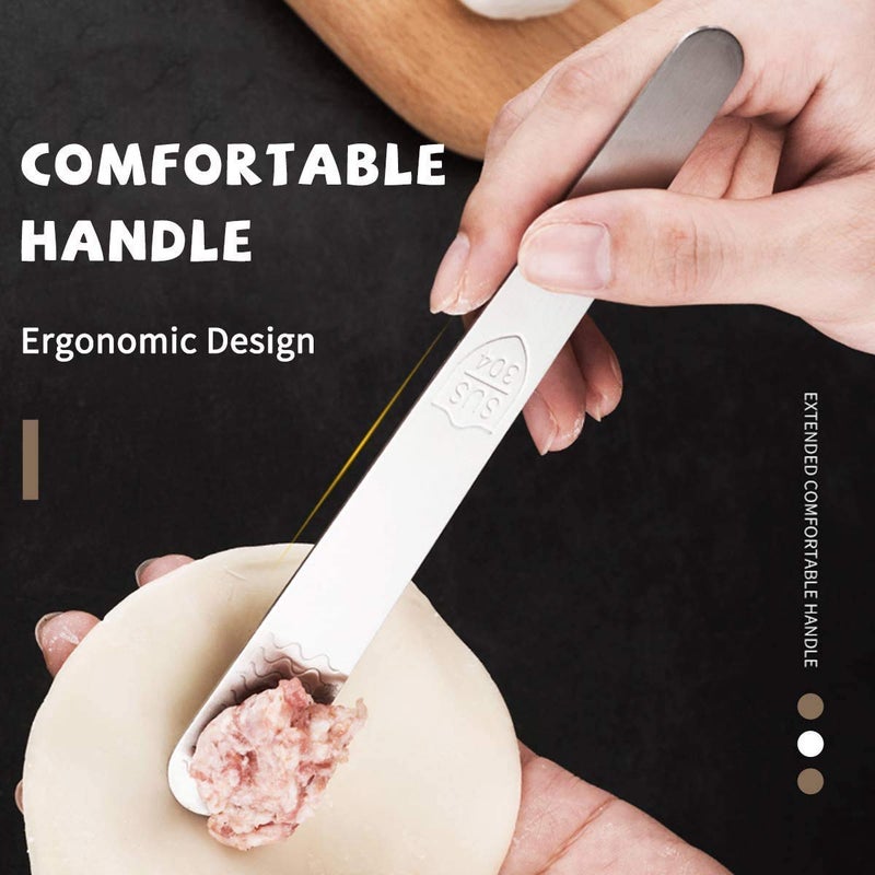 STORE77 2Pcs Dumpling Maker Dough Press Mould 1Pc Filling Spoon 16cm Stainless Steel Wrapper Dough Cutter Kitchen Tools for Dumpling Dough Stamp Cutter Pastry Pie Making - Image 5