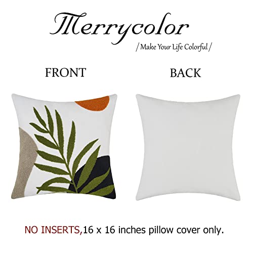Merrycolor Decorative Throw Pillow Covers 16x16 Boho Pillow Covers Tufted Mid Century Modern Throw Pillows Abstract Leaf Pillow Cover Aesthetic Boho Pillows for Couch Bed Sofa Living Room 1PC - Image 5