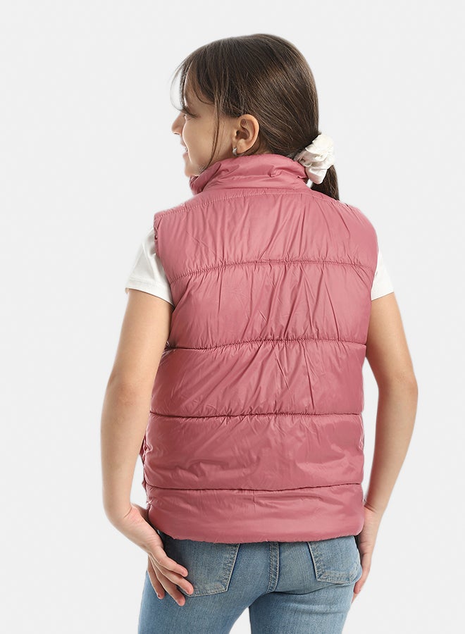 Andora High Collar With Zipper Closure Cut Sleeves Vest _ Light Purple - Image 3