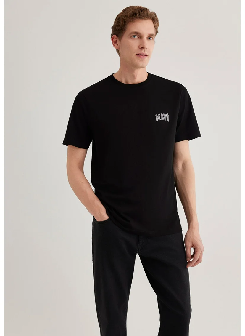 MAVI Black T-Shirt with Blue Logo Print 0611714-900