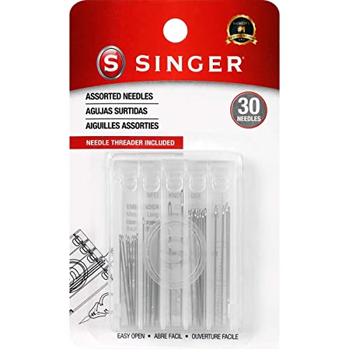 SINGER 07370 Hand Sewing Needles in Compact with Needle Threader, Assorted Sizes, 30-Count, - Image 1