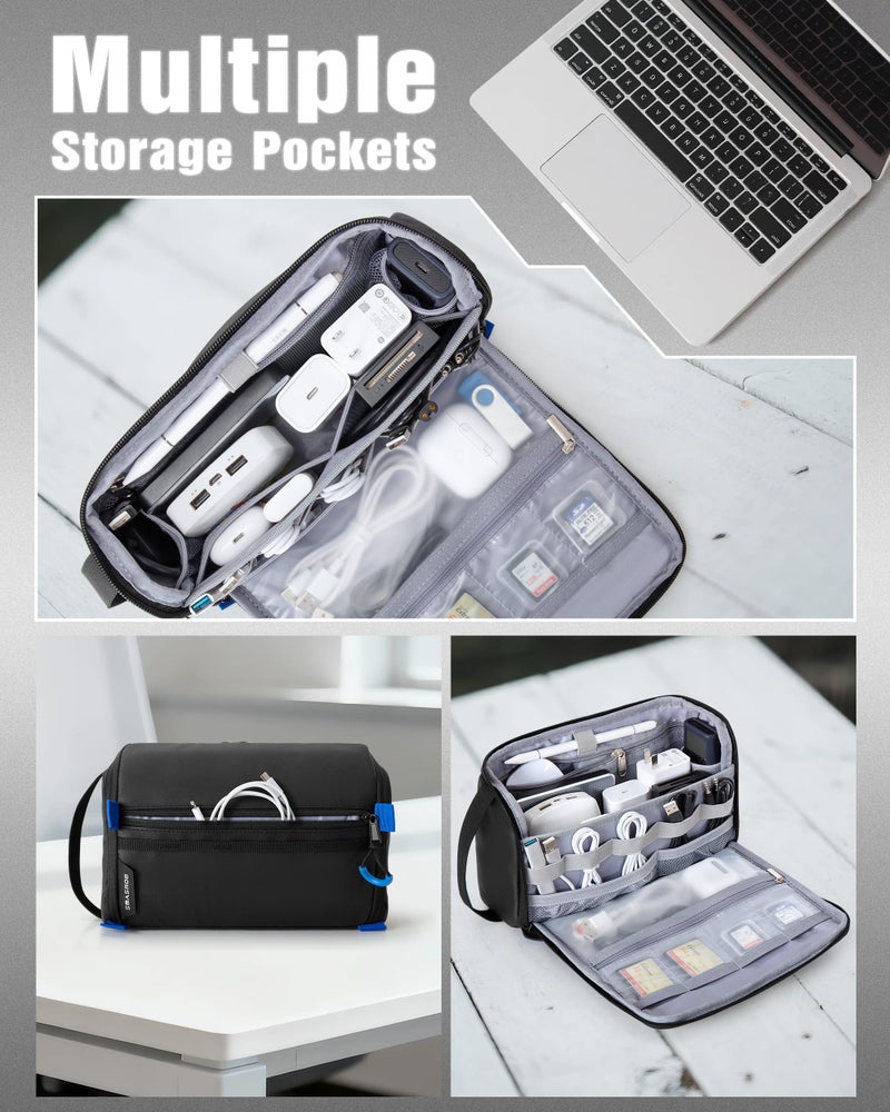 Smasrob Electronics Organizer Travel Case, Water Resistant Tech Bag Charger Pouch for Cord, Cable, Cards, Phone, Airpods, Black - Image 2