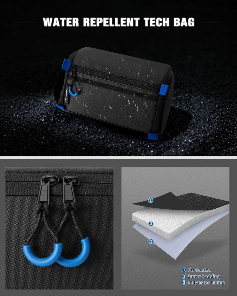 Smasrob Electronics Organizer Travel Case, Water Resistant Tech Bag Charger Pouch for Cord, Cable, Cards, Phone, Airpods, Black - Image 4