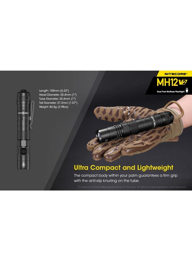 Nitecore MH12 v2 1200 Lumen USB-C Rechargeable Tactical Flashlight with LumenTac Organizer - Image 5