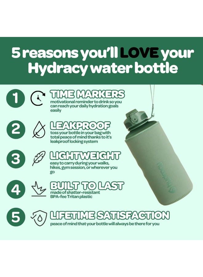 Hydracy Water Bottle with Time Marker - Large 2L BPA Free Bottle & No Sweat Sleeve -Leak Proof Gym Bottle with Fruit Infuser Strainer & Times to Drink Ideal for Sports & Outdoors - Image 2