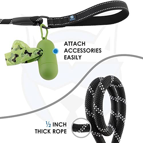HANK Dog Leash | 3M Reflective Leash for Dogs | Heavy Duty Dog Rope for Small to Large Dogs | Comfortable Padded Handle 5 Feet (Black + New Version, Large - Suitable Upto (18-80KG)) - Image 3