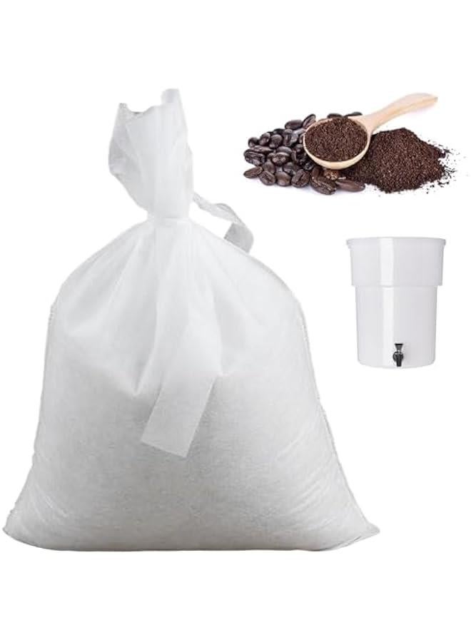 100pcs Cold Brew Coffee Filter Bags, 16''x20'' No Mess Disposable Filter Bag with Straps for Coffee Shop 5-Gallon Systems - Image 1