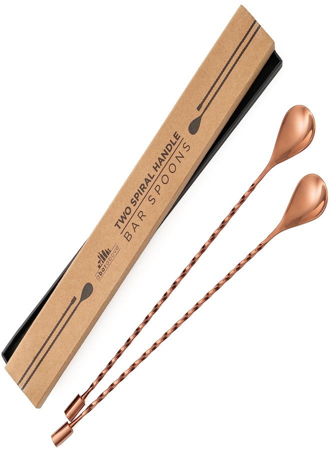 A Bar Above Bar Spoon Set, Spiral Handle, Stainless Steel Mixing Spoons for Cocktail Mixer Set, to Stir and Layer, Basic Professional or Home Bars Accessories (Antique Copper, Spiral) - Image 1