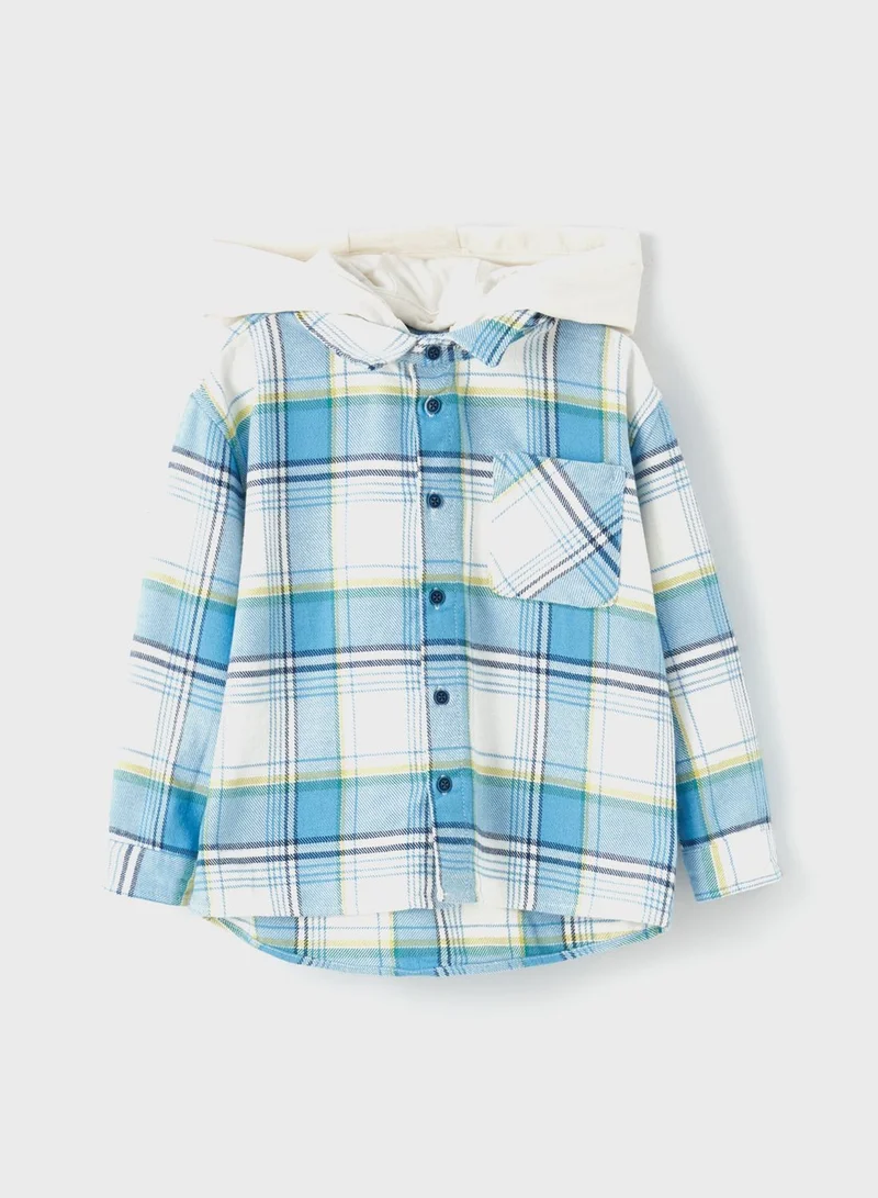 LC WAIKIKI Infant Checked Hooded Shirt