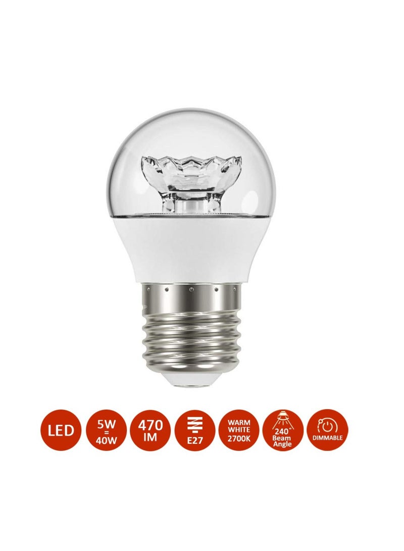 OSRAM Osram LED E27 classic P 5W Dimmable Bulb, 2700K Warm White – Clear Filament - Image 1