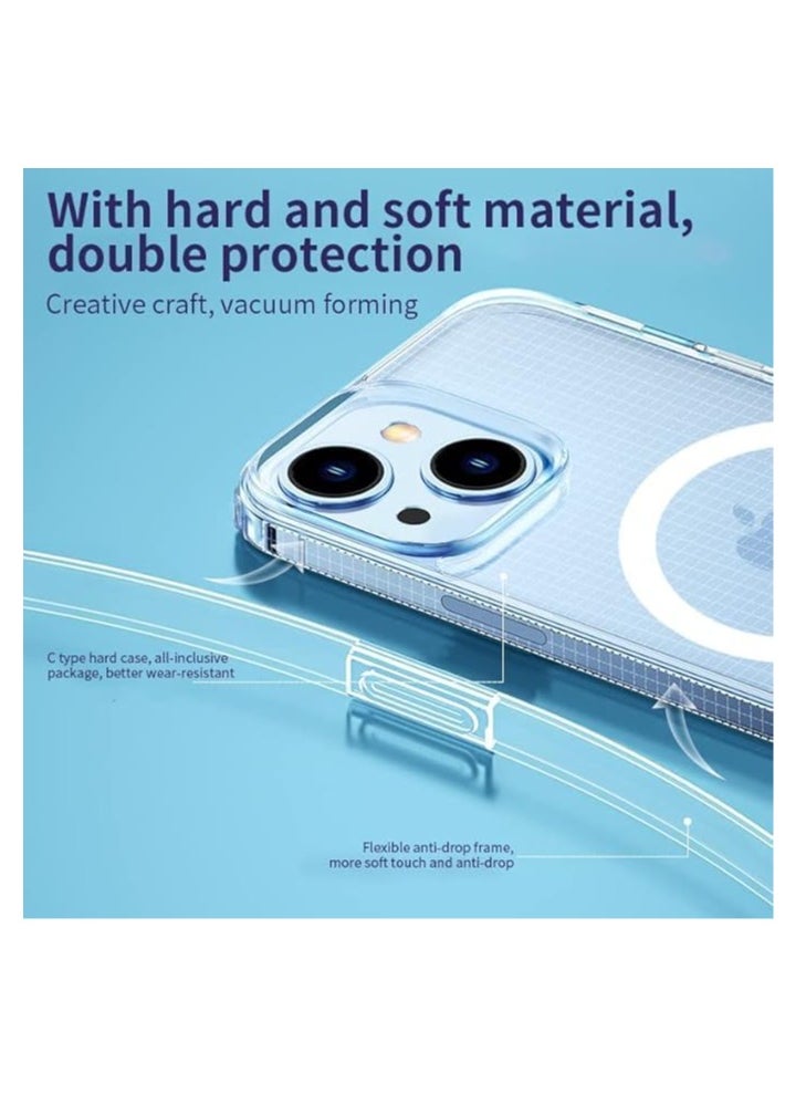 Generic Magnetic Clear Case for iPhone 14 Plus/ iphone 15 plus, Compatible with MagSafe, Ultra Thin Soft TPU Silicone Shockproof Phone Case Anti-Scratch Non-Slip Protective Cover  - Image 2