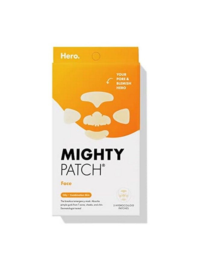 Mighty Patch - Face From Hero Cosmetics Xl Hydrocolloid Face Mask For Acne 5 Large Pimple Patches For Zit Breakouts On Nose Chin Forehead & Cheeks Veganfriendly Not Tested On Animals (1 Count) - Image 1