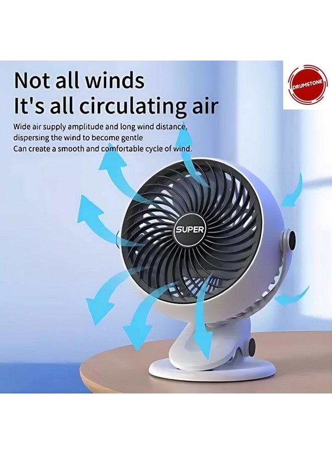 Drumstone Drumstone 𝟏𝟓 𝐘𝐞𝐚𝐫𝐬 𝐖𝐚𝐫𝐫𝐚𝐧𝐭𝐲 2 in 1 Portable USB Rechargeable, Speed Airflow Adjustable Mini Table Clip on Fan for TABLE, CAR Outdoor - Multicolor - Image 2