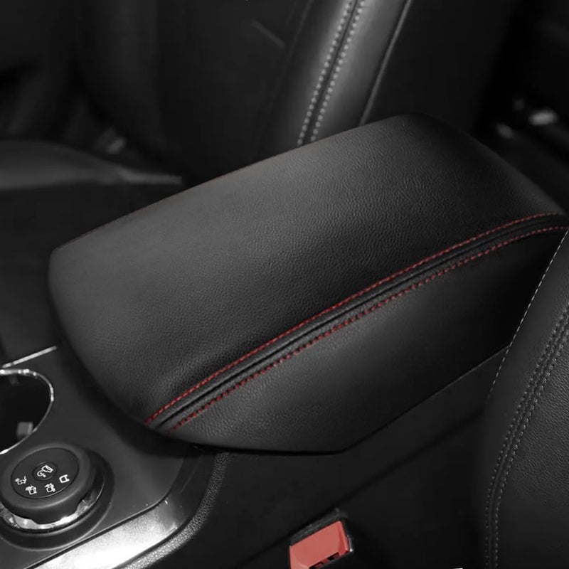 DEYTOP Console Armrest Cover for Ford Explorer 20112019 Center Console Crusion Pad for 2019 2017 20162011 Explorer AntiScratch Leather Armrest Crusion Protector Black with Red Stitches