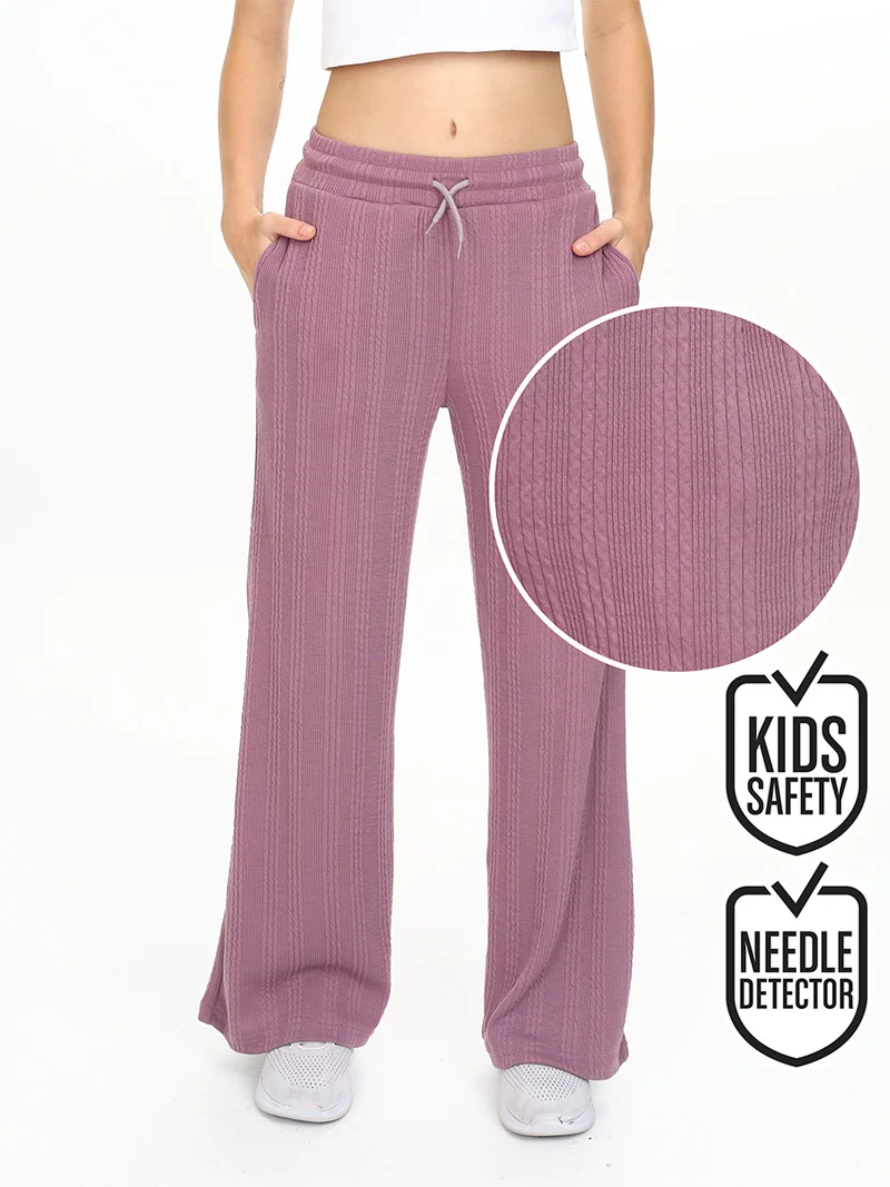 Denokids Girl's Wide Leg Rose Basic Sweatpants