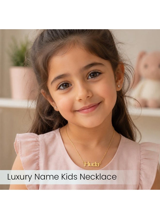 NENOUSH Kids Name Necklace | Balloon Font Letter Pendant Chain 35cm | Gold Tone Jewelry | Birthday Party Gift for Girls | Daily Wear Fashion Jewelry for Special Occasions - Image 2