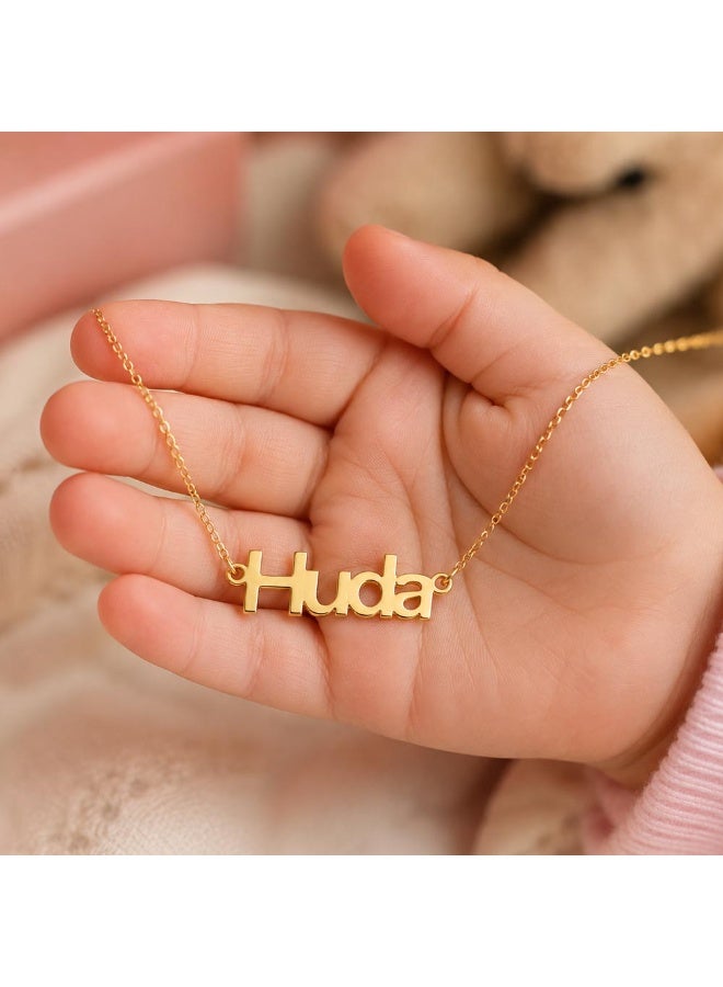 NENOUSH Kids Name Necklace | Balloon Font Letter Pendant Chain 35cm | Gold Tone Jewelry | Birthday Party Gift for Girls | Daily Wear Fashion Jewelry for Special Occasions - Image 3