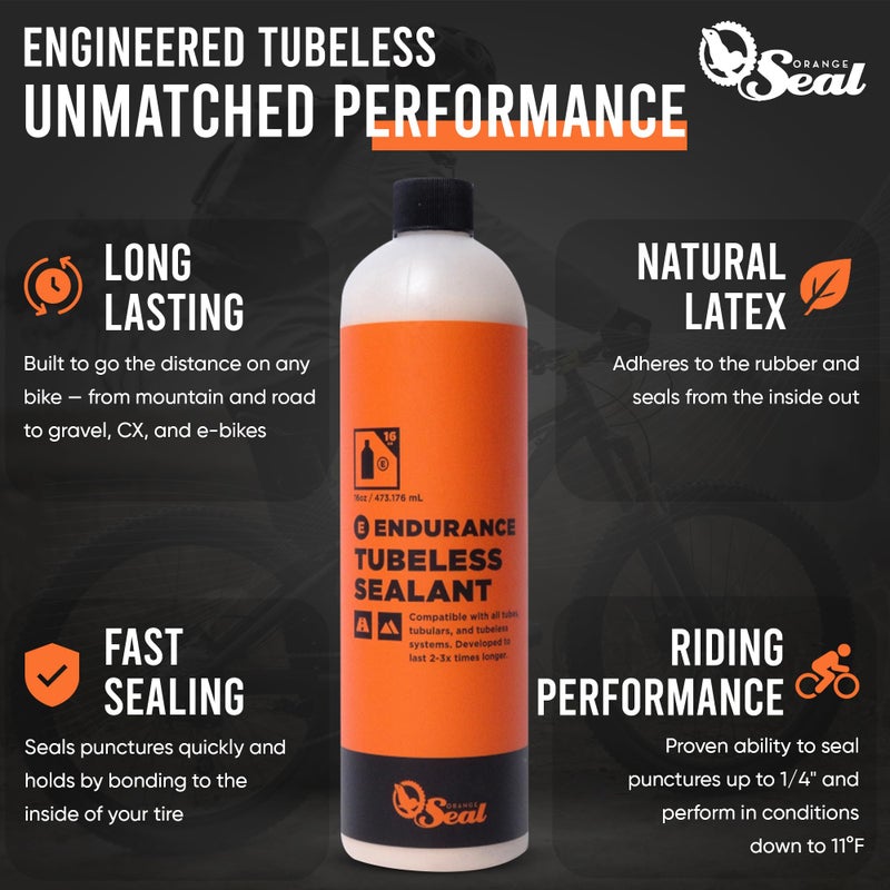Orange Seal - Endurance Formula Tubeless Bike Tire Sealant | Long Lasting  Fast Sealing | For Mtb  Road  Cx And Gravel Bicycle Tires | 16Oz Refill - Image 2