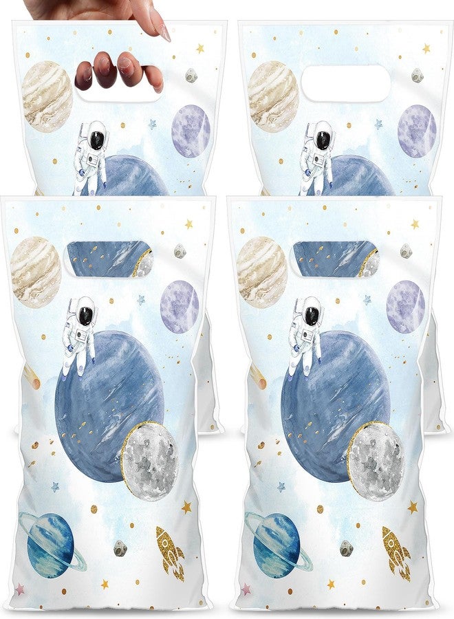 Blosssound 100 Pcs Party Treat Bags Plastic Outer Space Theme Gift Bags with Handles Solar System Goodie Bag for Birthday Baby Shower Party Decor Supplies (Multicolor,Space) - Image 1