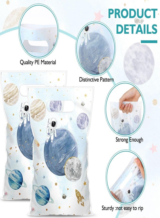 Blosssound 100 Pcs Party Treat Bags Plastic Outer Space Theme Gift Bags with Handles Solar System Goodie Bag for Birthday Baby Shower Party Decor Supplies (Multicolor,Space) - Image 3