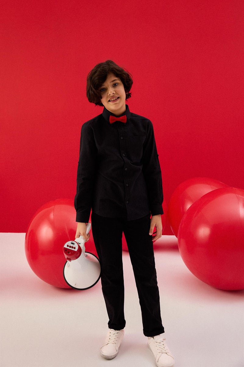 DeFacto Black Boy Boy Straight Leg Basic Gabardine Trousers Casual - Image 2