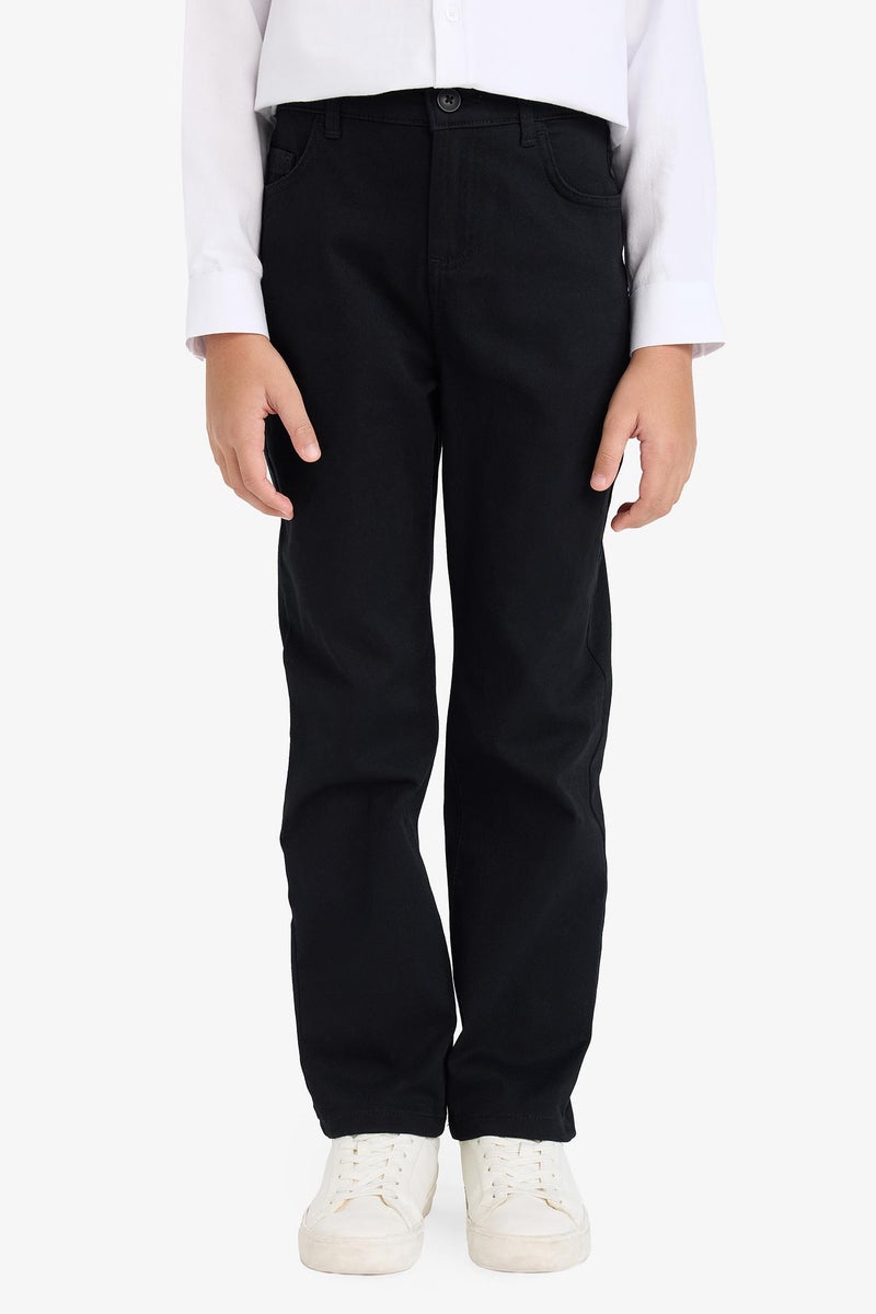 DeFacto Black Boy Boy Straight Leg Basic Gabardine Trousers Casual - Image 4