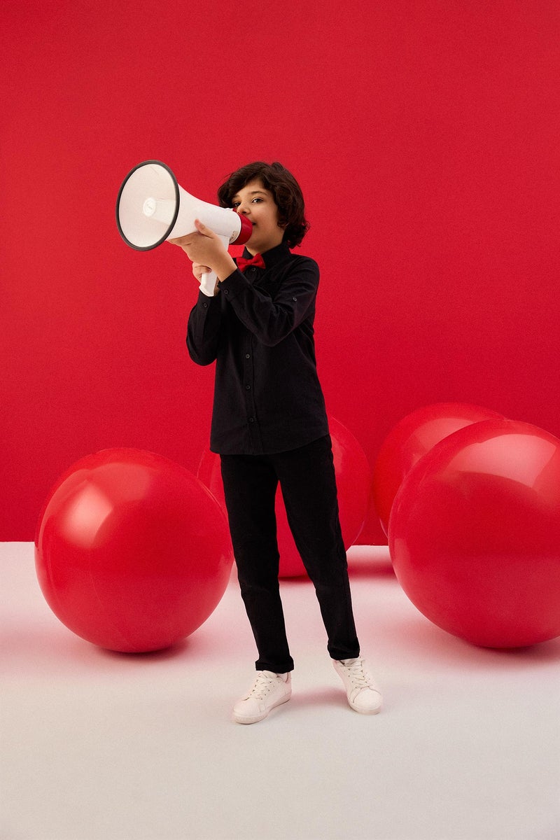 DeFacto Black Boy Boy Straight Leg Basic Gabardine Trousers Casual - Image 1