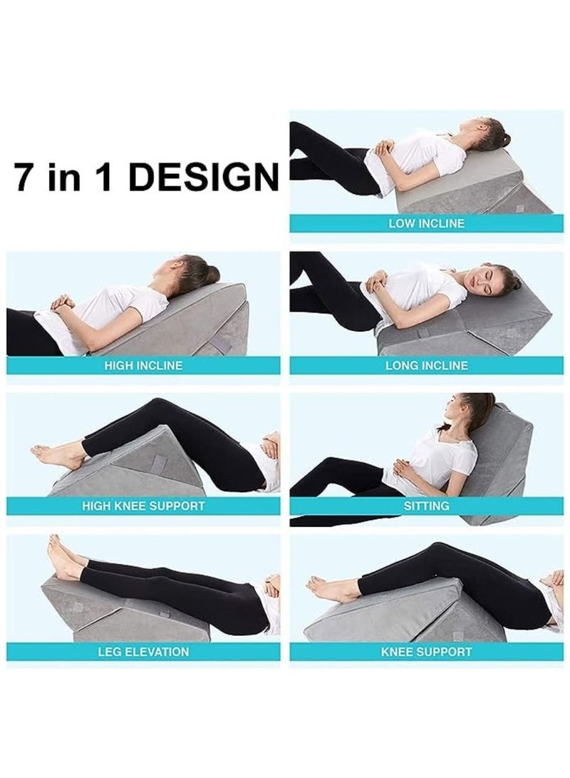 Cool Baby Style COOLBABY Bed Wedge Pillow - Memory Foam Top Adjustable 9&12 inch Folding Incline Cushion, for Legs and Back Support Pillow,Maternity Cushion,Memory Cotton Filling,Grey  - Image 4