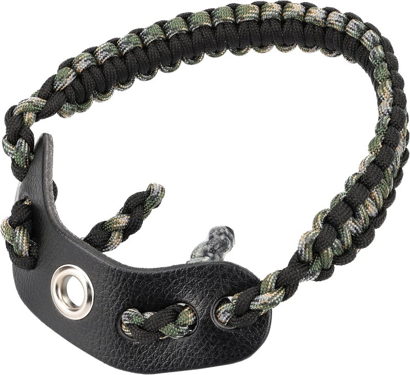 Sunya Archery Bow Wrist Sling, 550 Paracord Strap Comfortable on Hand.100% Full Grain Leather Yoke, Multiple Camo Colors.Fit Compound Bow Stabilizer & Recurve. - Image 1