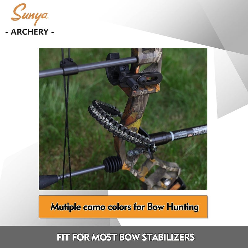 Sunya Archery Bow Wrist Sling, 550 Paracord Strap Comfortable on Hand.100% Full Grain Leather Yoke, Multiple Camo Colors.Fit Compound Bow Stabilizer & Recurve. - Image 4