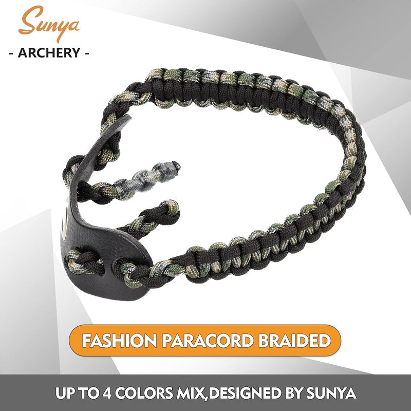Sunya Archery Bow Wrist Sling, 550 Paracord Strap Comfortable on Hand.100% Full Grain Leather Yoke, Multiple Camo Colors.Fit Compound Bow Stabilizer & Recurve. - Image 2