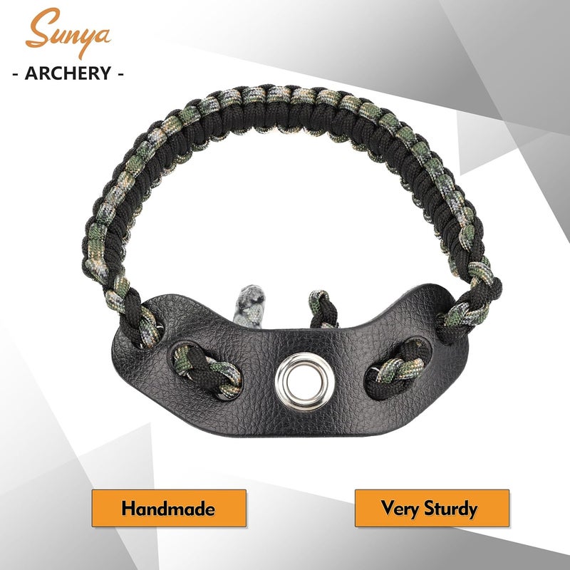 Sunya Archery Bow Wrist Sling, 550 Paracord Strap Comfortable on Hand.100% Full Grain Leather Yoke, Multiple Camo Colors.Fit Compound Bow Stabilizer & Recurve. - Image 5