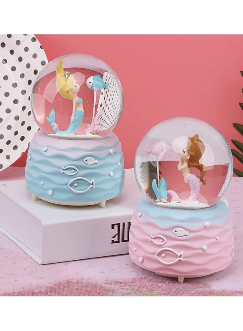 Snow Globes Mermaid Snowglobes with Musical LED Lights Glitter Display Decoration Home Decor for Kids Room Essentials Birthday Gift Precious Keepsake lovely Novelty Gifts and Collectibles Pink - Image 5