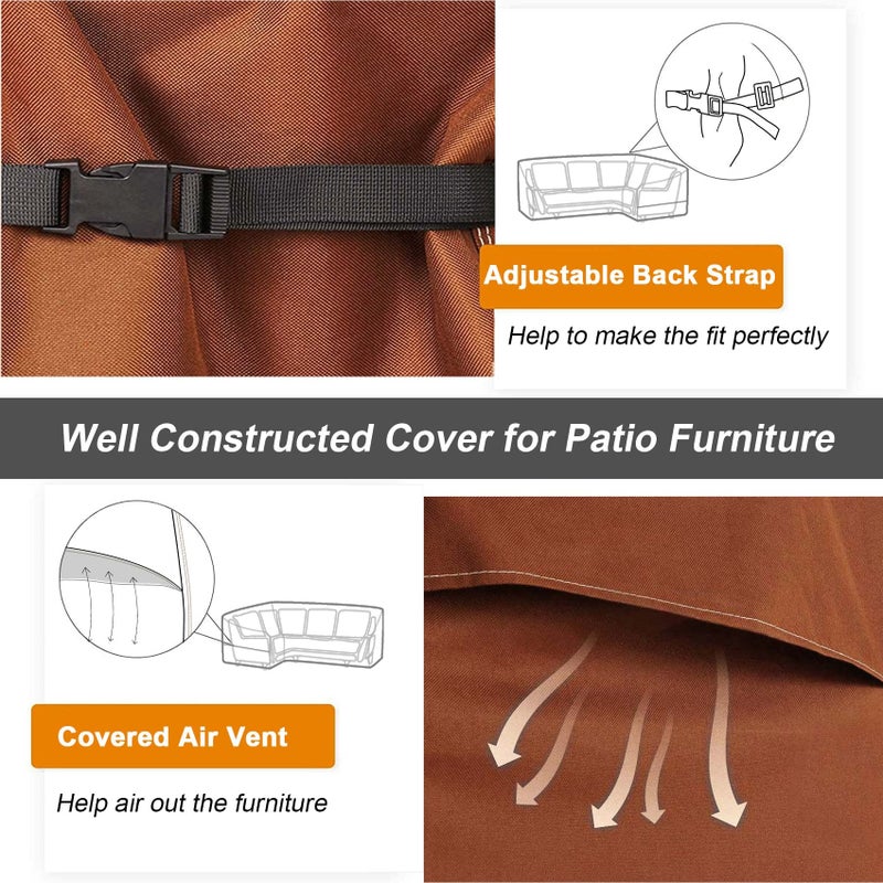 NettyPro Patio V-Shaped Sectional Lounge Set Cover Waterproof (V-100 Lx100 Dx30 H) - Image 3