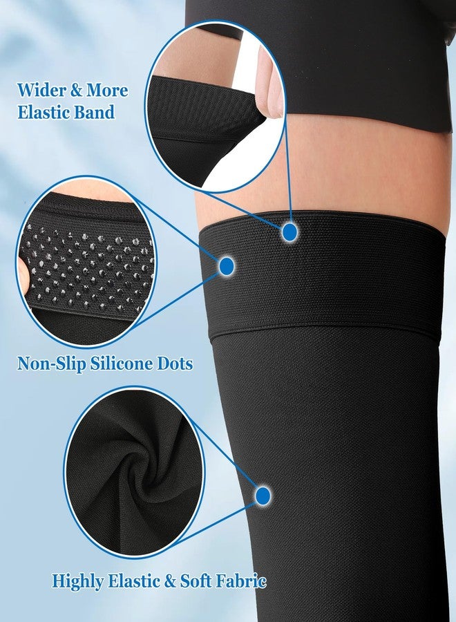 MGANG Medical 20-30 mmHg Compression Stockings for Women & Men, Pair, Thigh High Graduated Compression Socks, Closed Toe, Opaque, Support for Varicose Veins, Edema, DVT, Swelling, Flight, Black L - Image 4