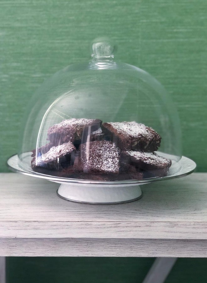 جولدن رابيت طبق كيك من المينا على شكل أرنب ذهبي، 12.5 بوصة، أبيض سادة مزخرف - Image 3