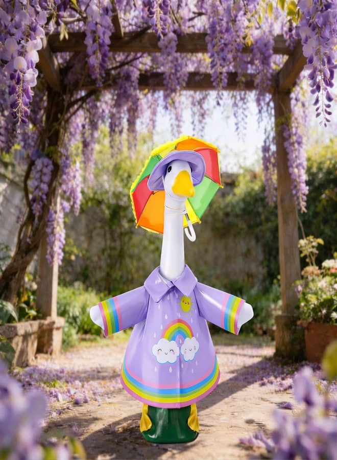 DECOHS 3 Pcs/Set Raincoat Porch Goose Outfits, Summer Lawn Goose Statue Raincoat Costume, Yard Goose Clothes Raincoats Umbrella Hat Outfit for 23" Statue Patio Garden Decoration (Purple) - Image 5