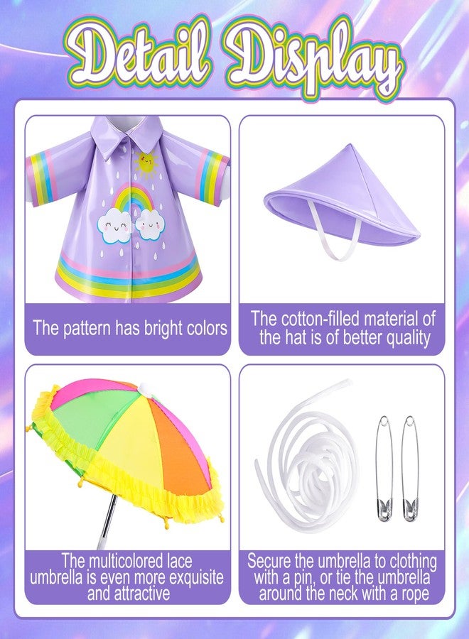 DECOHS 3 Pcs/Set Raincoat Porch Goose Outfits, Summer Lawn Goose Statue Raincoat Costume, Yard Goose Clothes Raincoats Umbrella Hat Outfit for 23" Statue Patio Garden Decoration (Purple) - Image 3