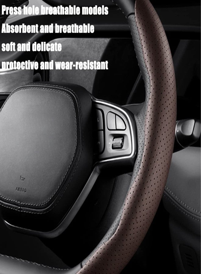 LoyaForba Car Steering Wheel Cover, Universal 15 Inch Leather Segmented Auto Steering Wheel Protector, Anti-Slip and Soft Breathable, Car Interior Accessories for Most Vehicle, SUV, Truck (Brown) - Image 5