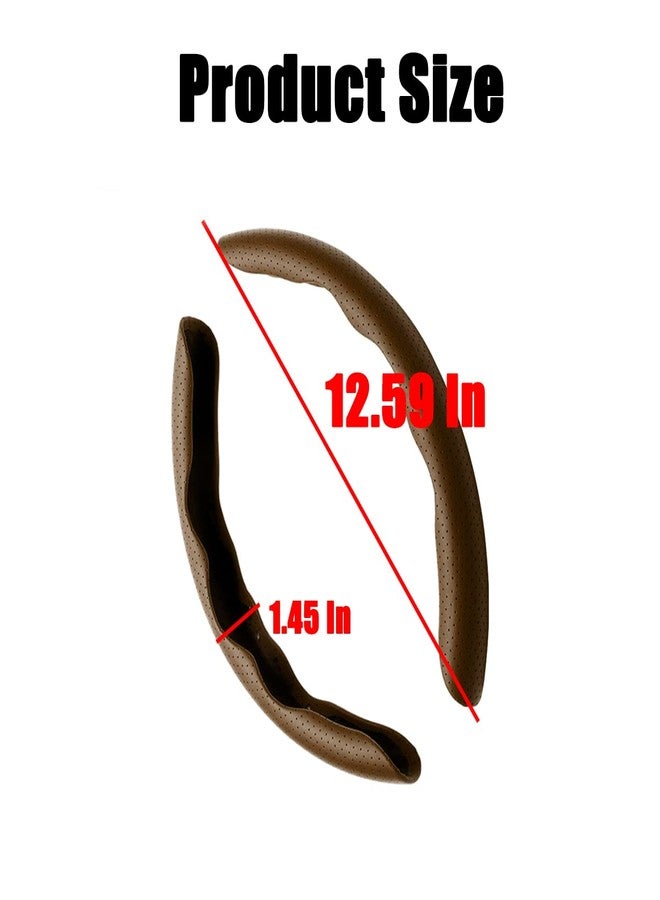 LoyaForba Car Steering Wheel Cover, Universal 15 Inch Leather Segmented Auto Steering Wheel Protector, Anti-Slip and Soft Breathable, Car Interior Accessories for Most Vehicle, SUV, Truck (Brown) - Image 2