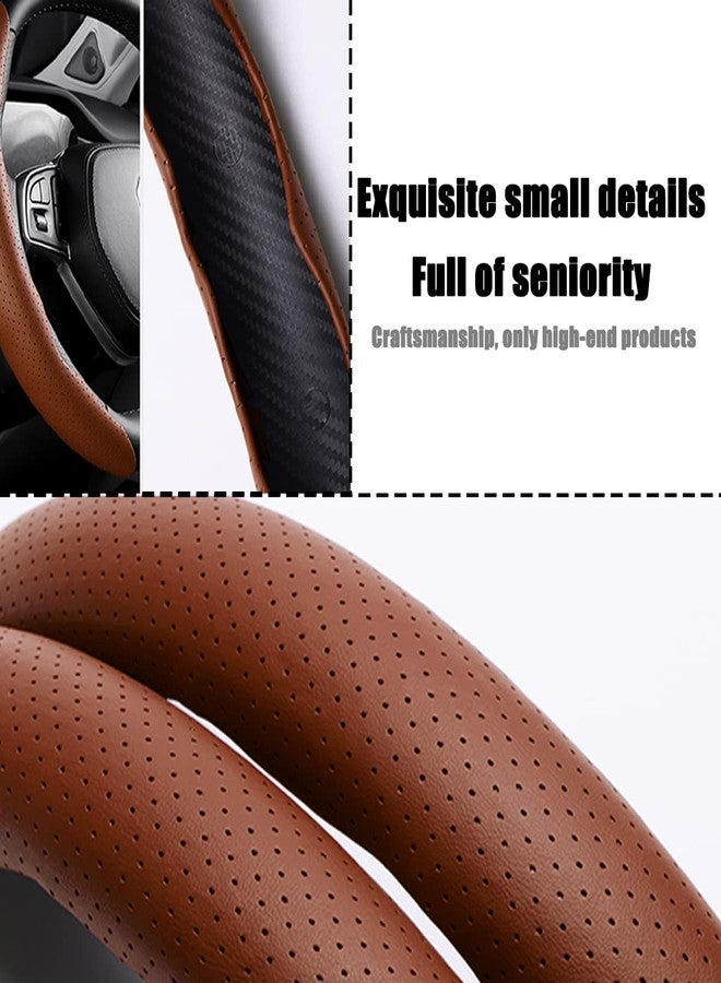 LoyaForba Car Steering Wheel Cover, Universal 15 Inch Leather Segmented Auto Steering Wheel Protector, Anti-Slip and Soft Breathable, Car Interior Accessories for Most Vehicle, SUV, Truck (Brown) - Image 4