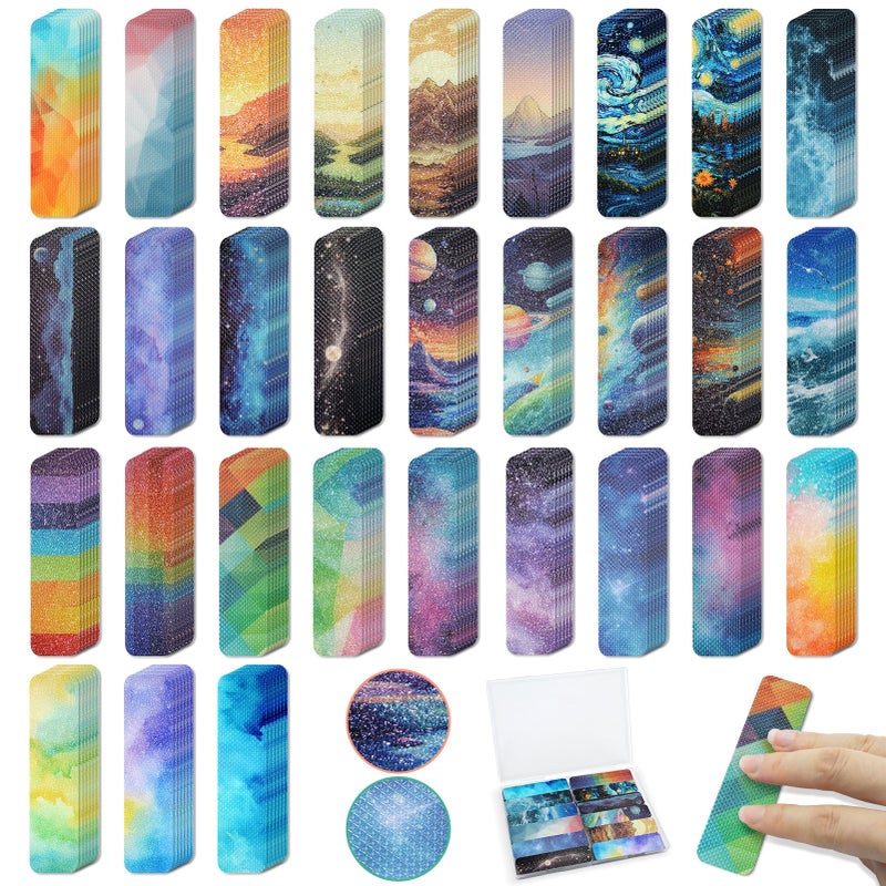 TOEMUR 120 Pieces Anxiety Sensory Stickers with 2 Textured Sticker - Desk Fidget and Calming Stickers with Storage Box for Adults & Teens - Anxiety Relief Sensory Strips (Colorful) - Image 1